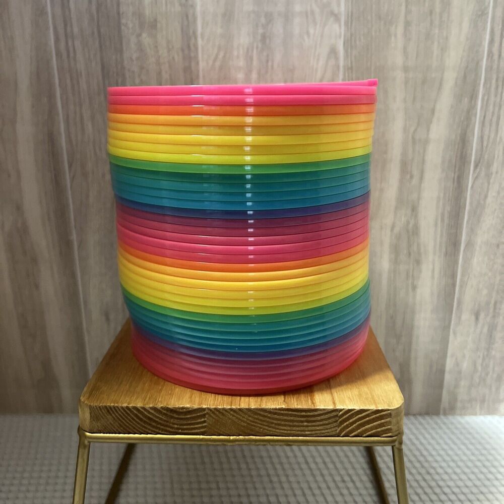 Rainbow Colored Jumbo 5" Colorful Plastic Slinky Good used Condition